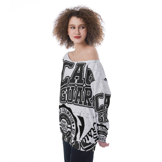 All-Over Print Oversized Women's Off-Shoulder Sweatshirt