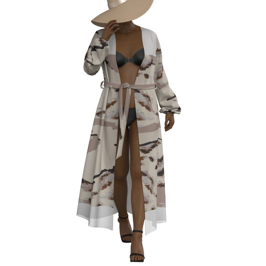 All-Over Print Women's Lace-up Chiffon Robe