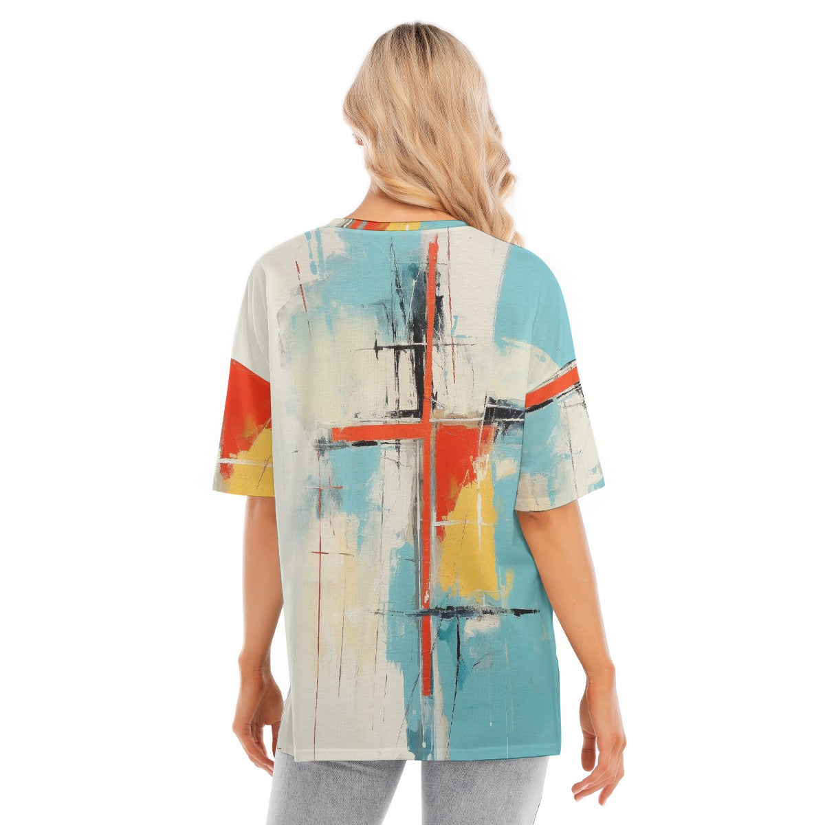 All-Over Print Women's Short Sleeves T-shirt With Hem Split