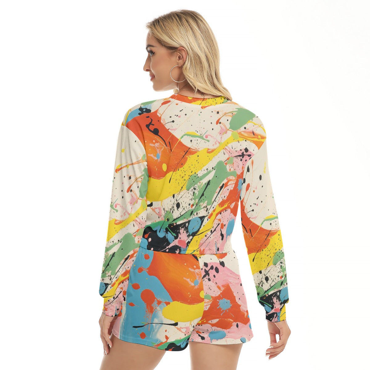 All-Over Print Women's Short Sweatshirt And Pants Suit