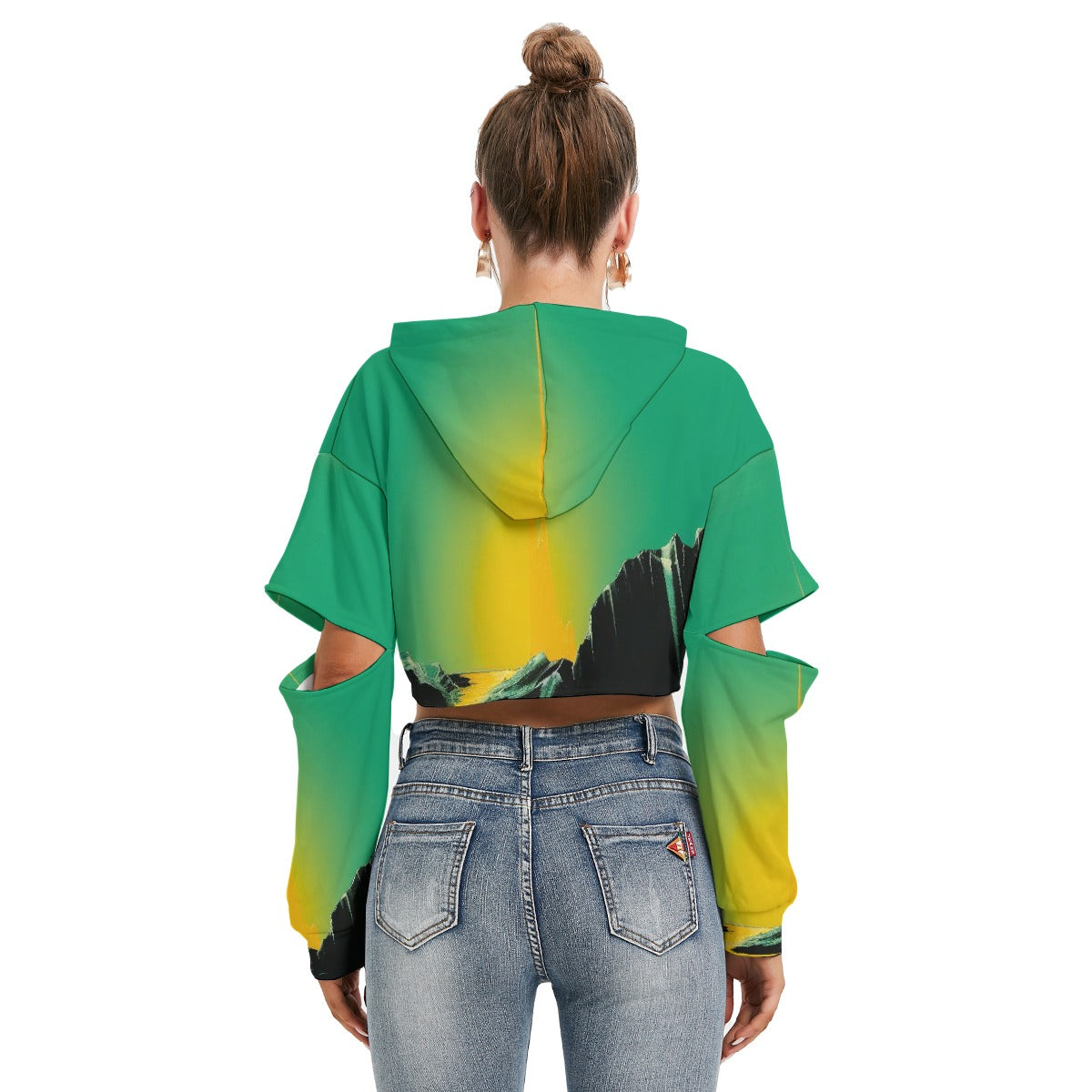 All-Over Print Women's Heavy Fleece Hoodie With Hollow Out Sleeve