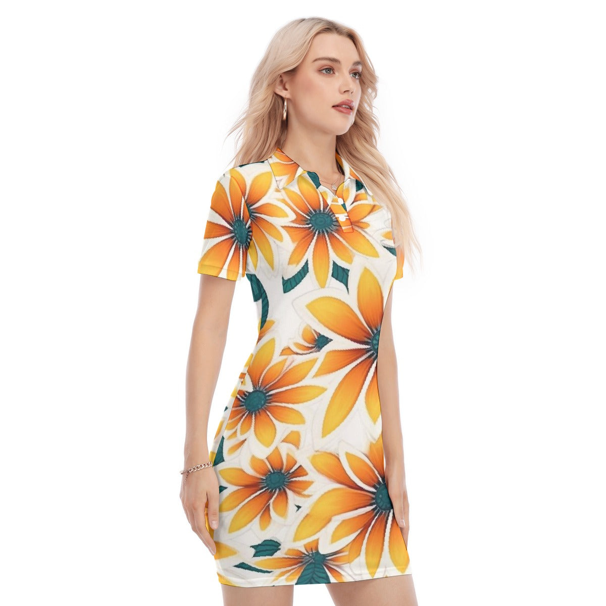 All-Over Print Women's Polo Collar Dress
