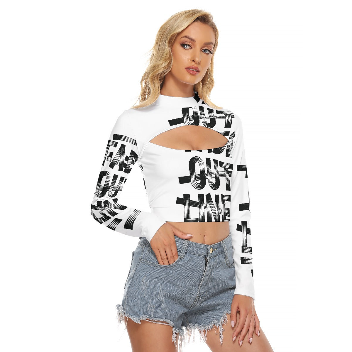 All-Over Print Women's Hollow Chest Keyhole Tight Crop Top