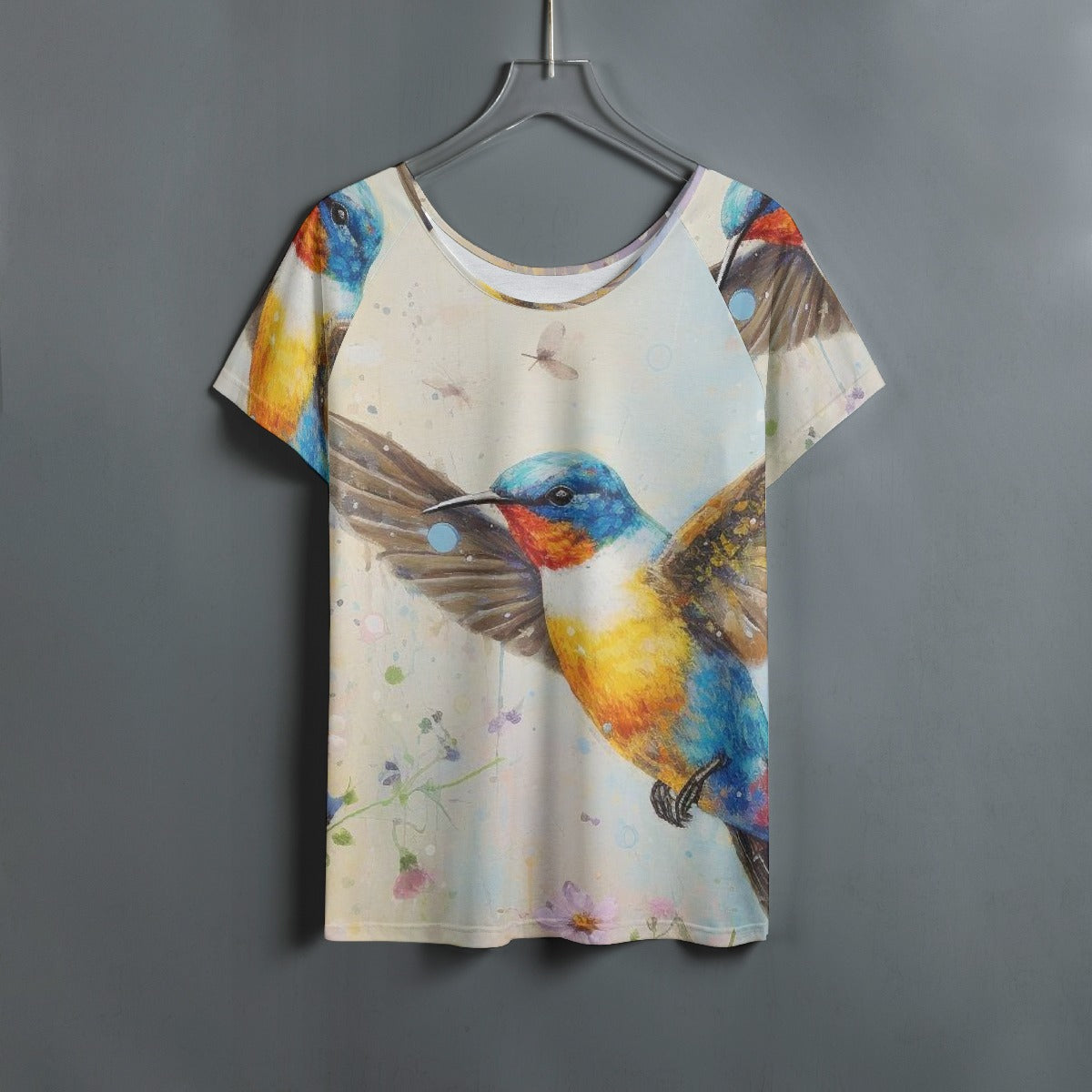 All-Over Print Women's Round Neck T-shirt With Raglan Sleeve