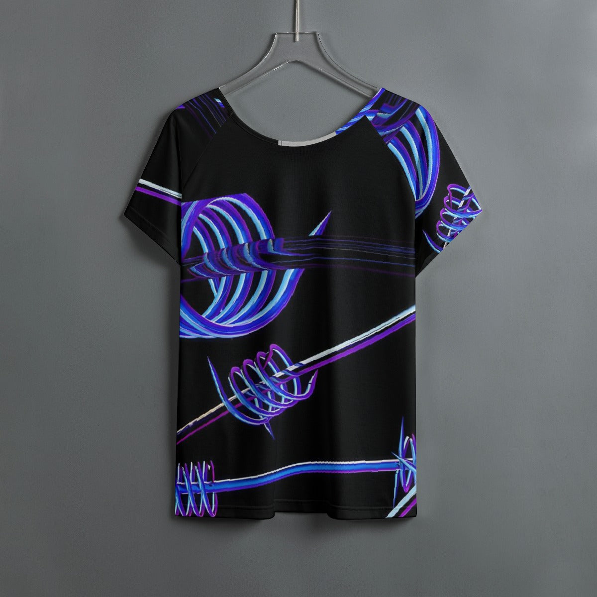 All-Over Print Women's Round Neck T-shirt With Raglan Sleeve