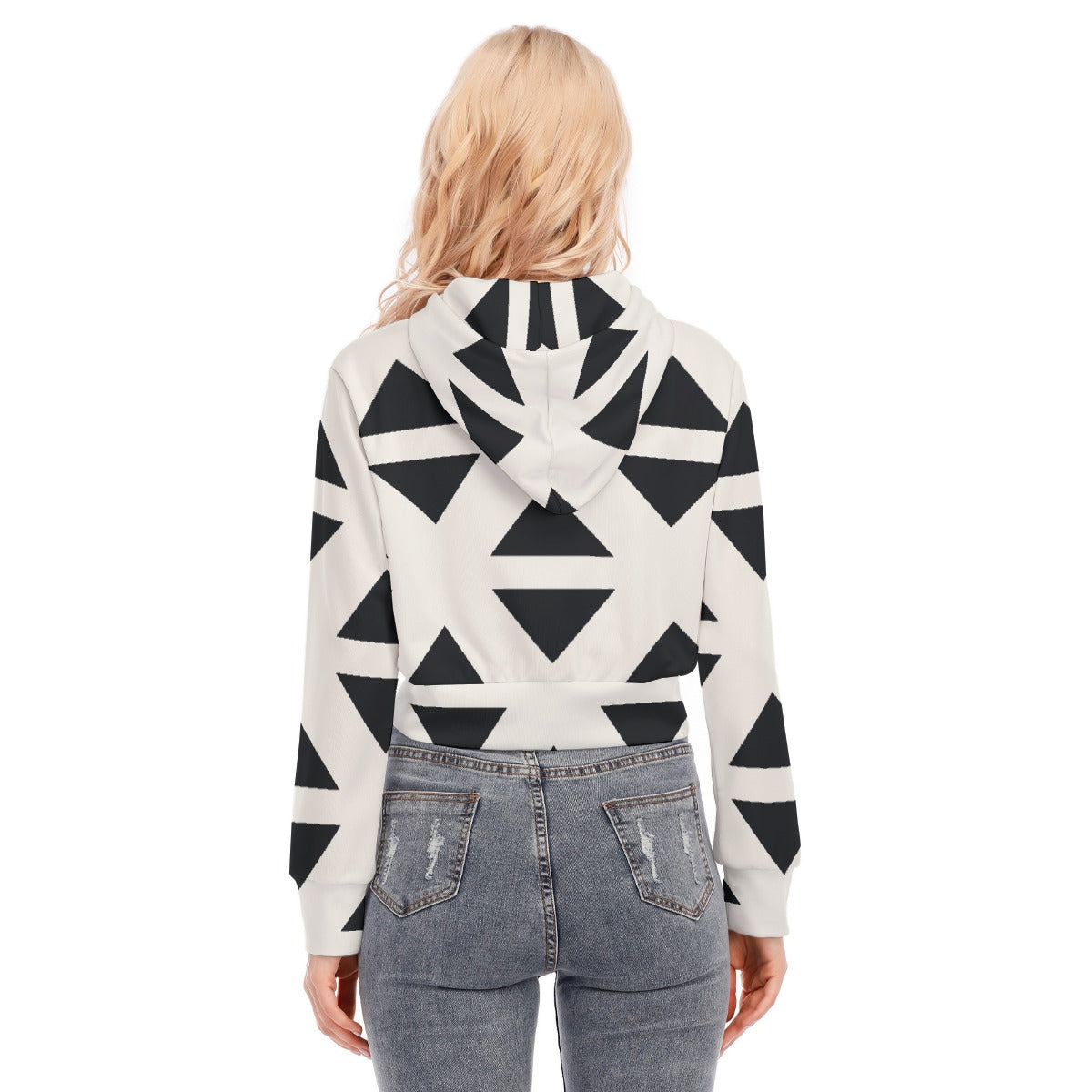 All-Over Print Women's Crop Top Hoodie With Zipper Closure