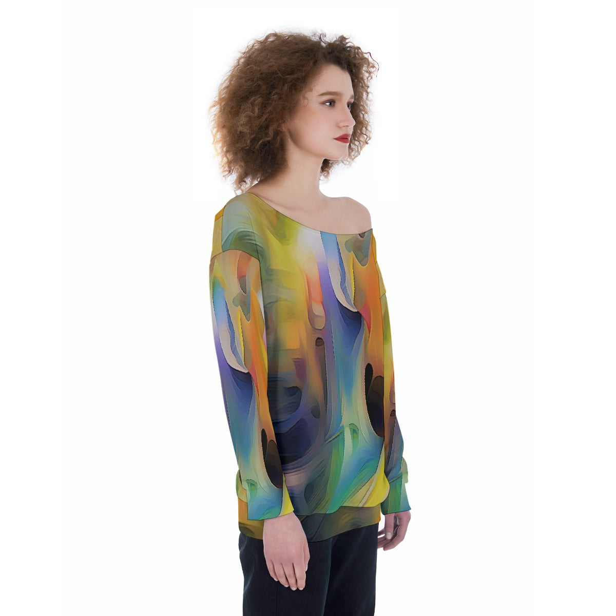 All-Over Print Oversized Women's Off-Shoulder Sweatshirt