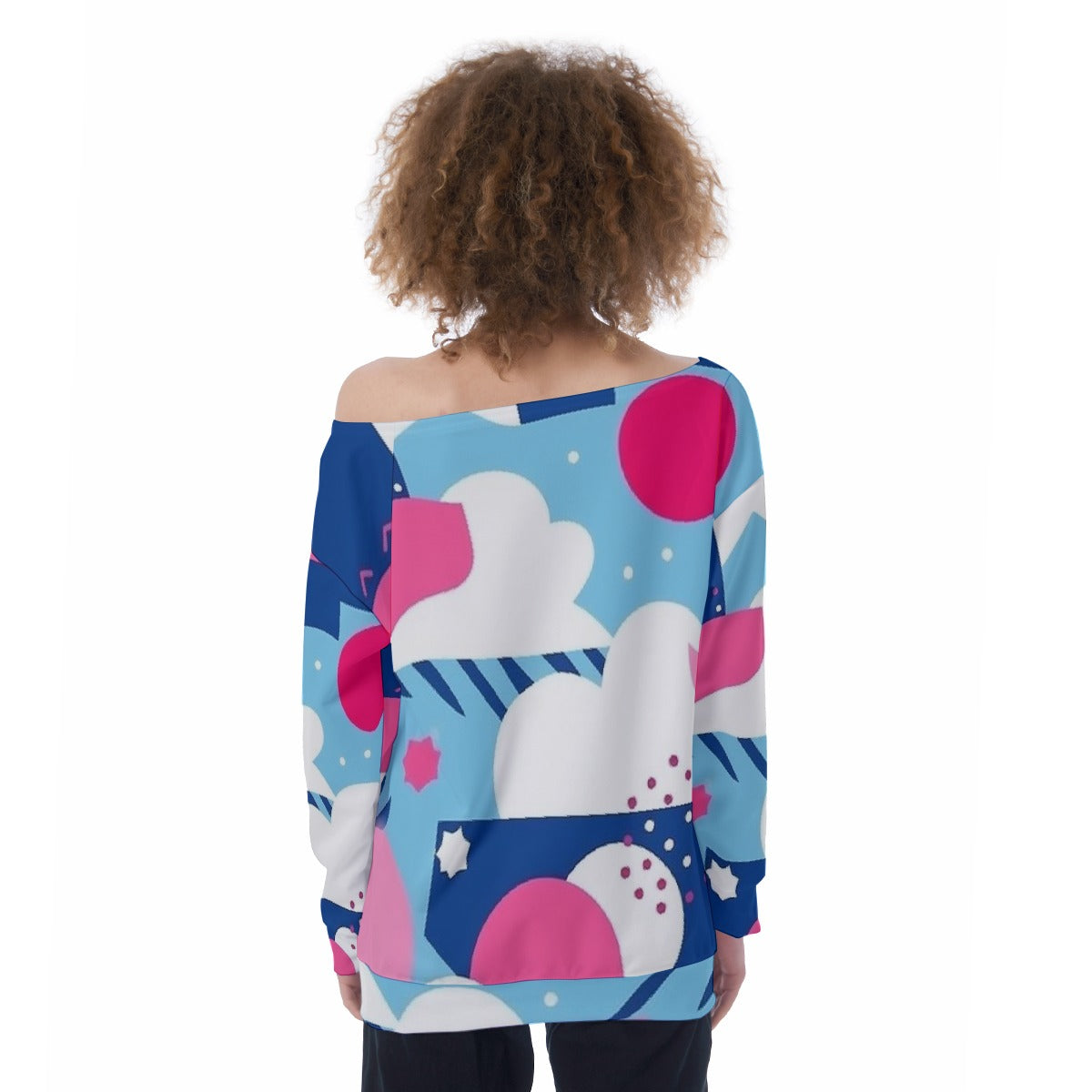 All-Over Print Oversized Women's Off-Shoulder Sweatshirt