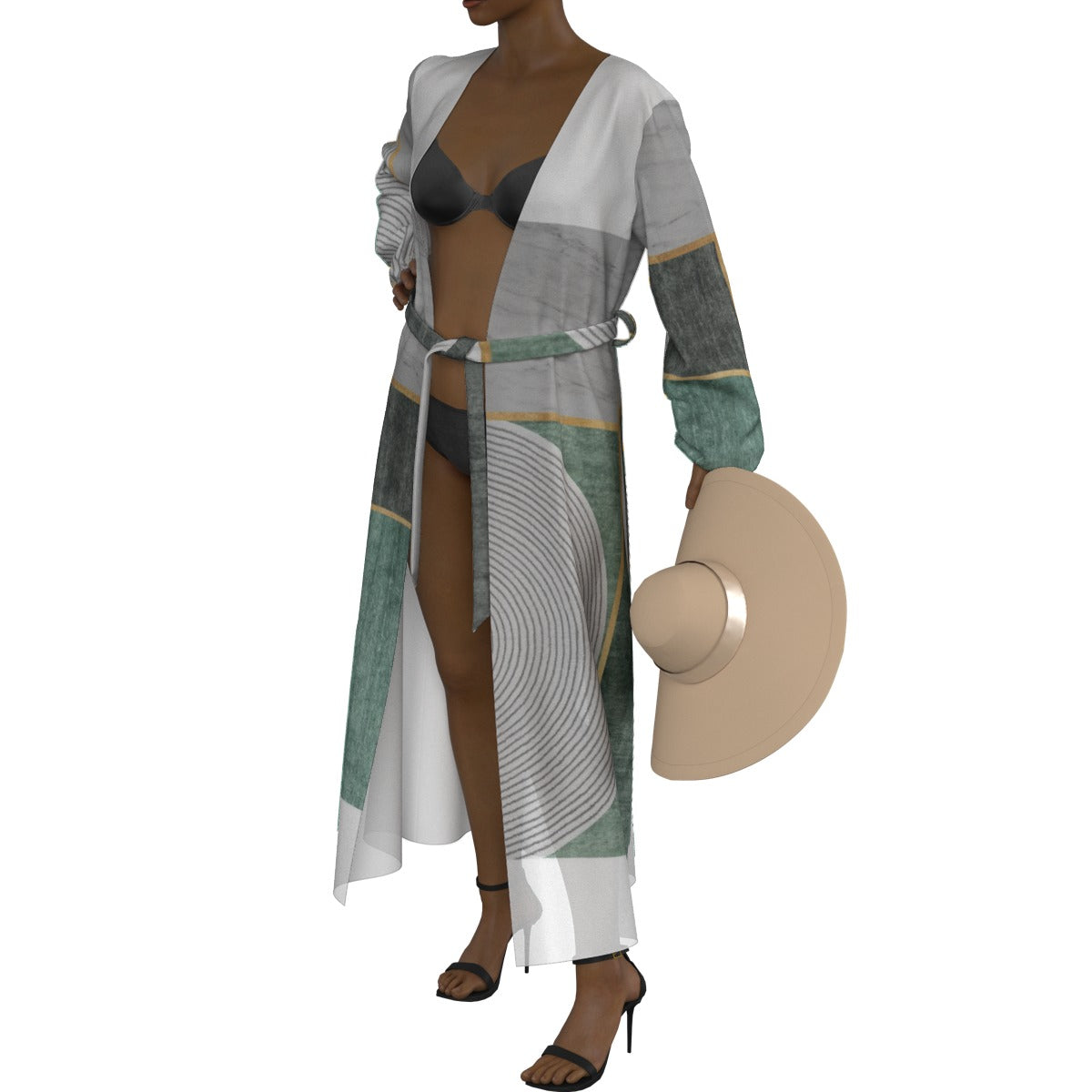 All-Over Print Women's Lace-up Chiffon Robe