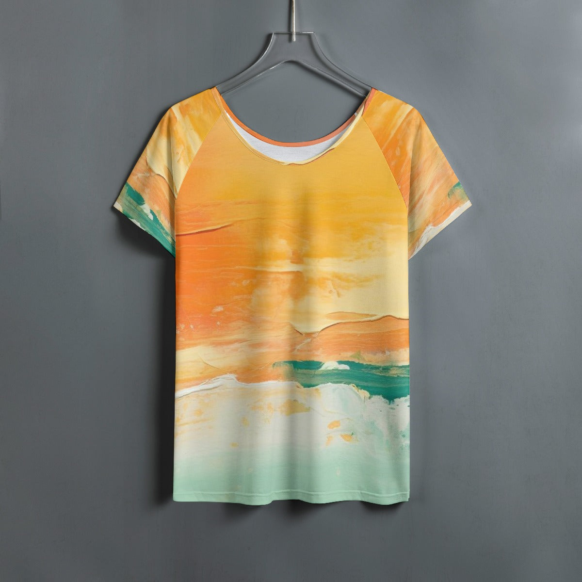 All-Over Print Women's Round Neck T-shirt With Raglan Sleeve