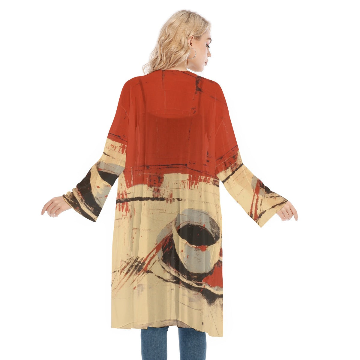 All- Over Print Women's Long Sleeve Mesh Cardigan