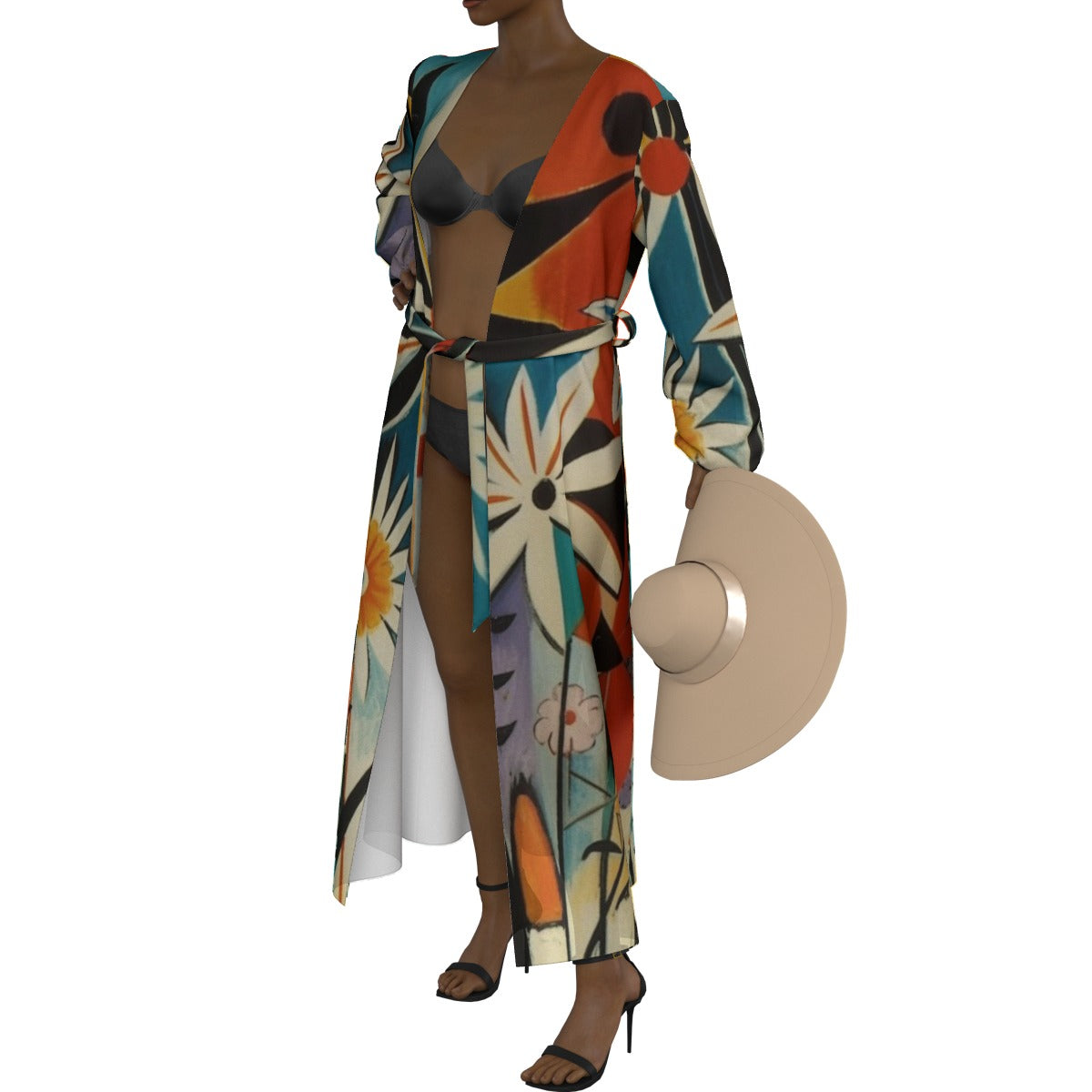 All-Over Print Women's Lace-up Chiffon Robe