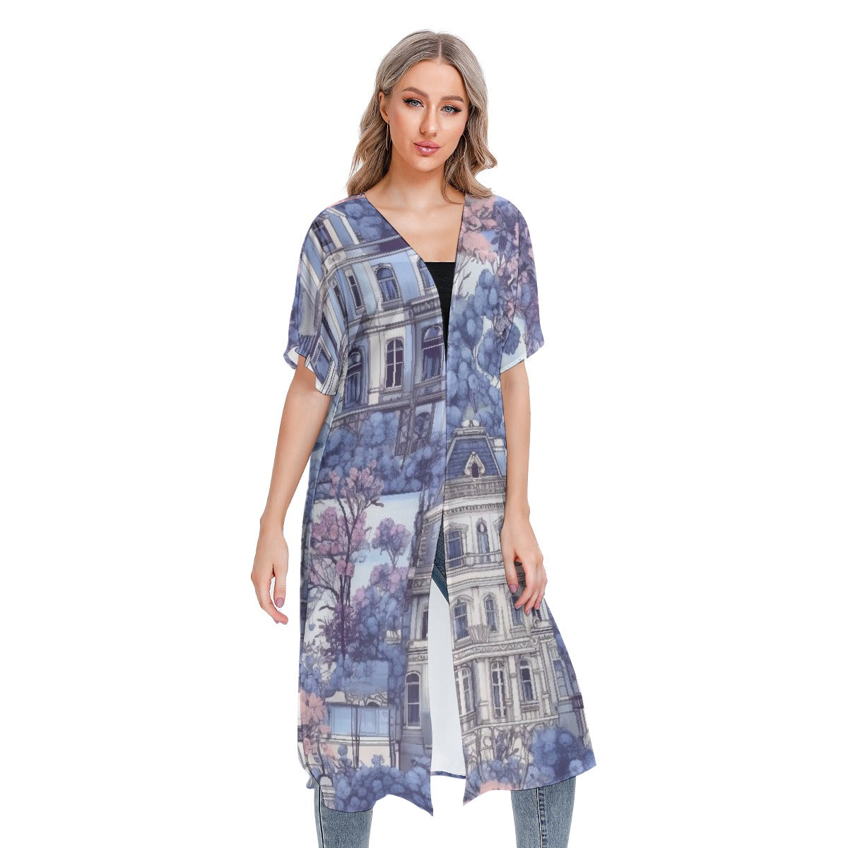 All-Over Print Women's Short Sleeve Cardigan