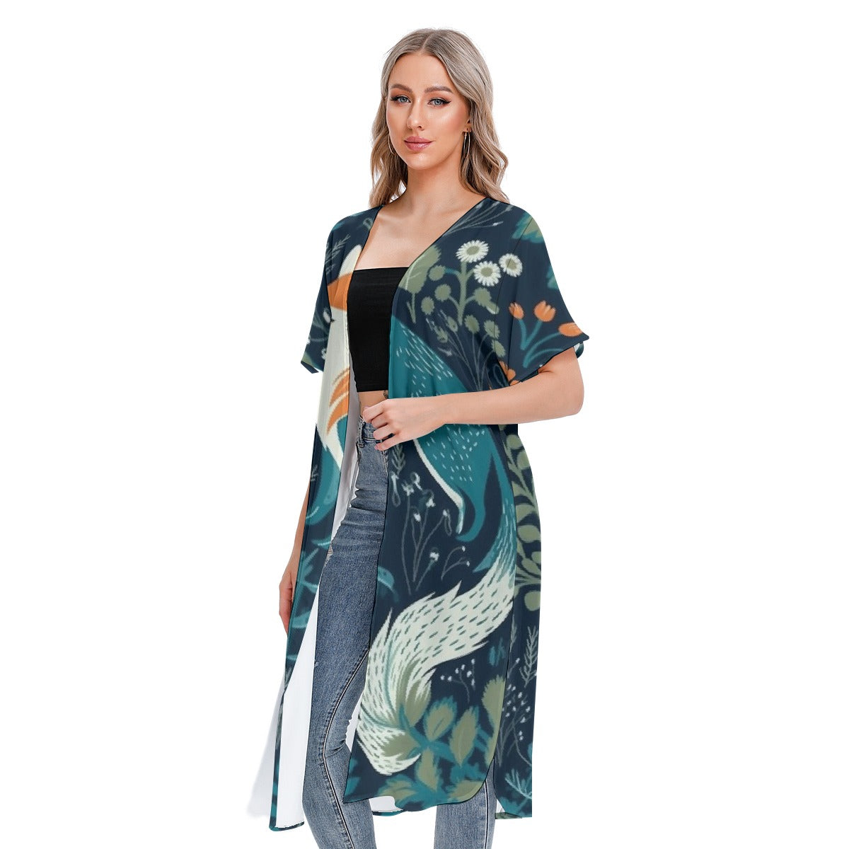 All-Over Print Women's Short Sleeve Cardigan