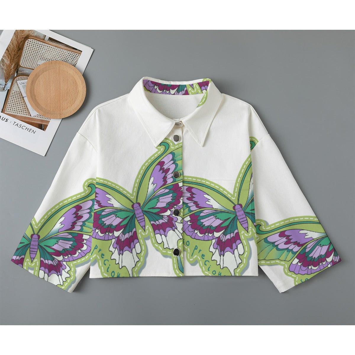 All-Over Print Women's Cropped Jacket | 245GSM Cotton