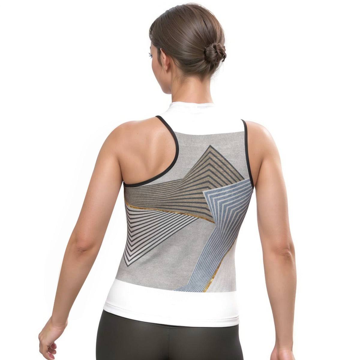 All-Over Print Women's Halter Sleeveless Asymmetrical Tank Top