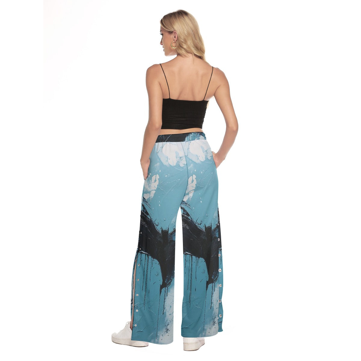 All-Over Print Women's Side Slit Snap Button Trousers