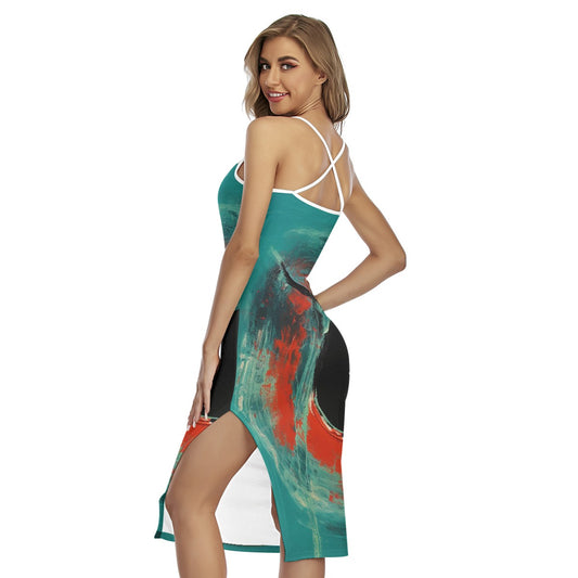 All-Over Print Women's Back Cross Cami Dress