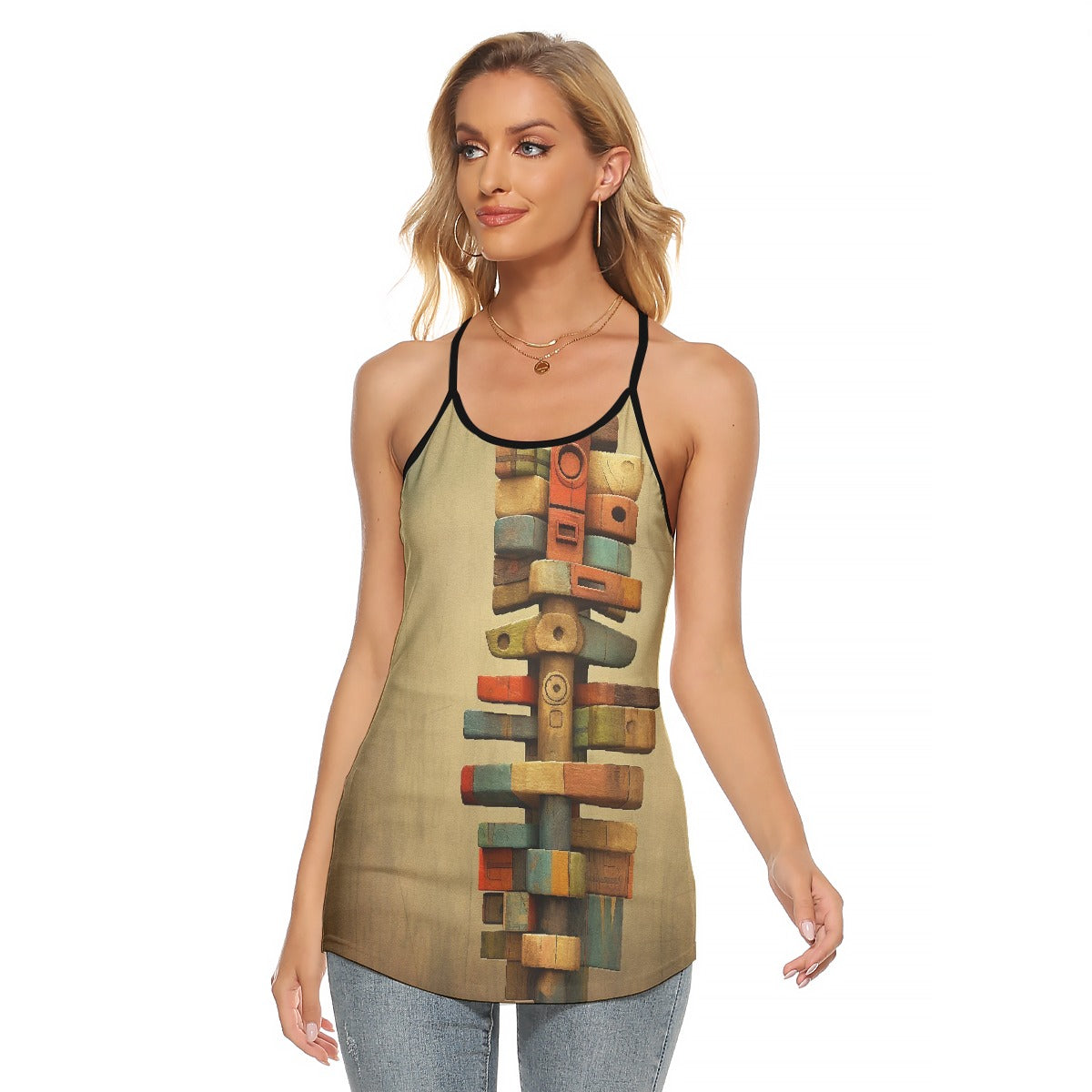 All-Over Print Women's Criss-Cross Open Back Tank Top