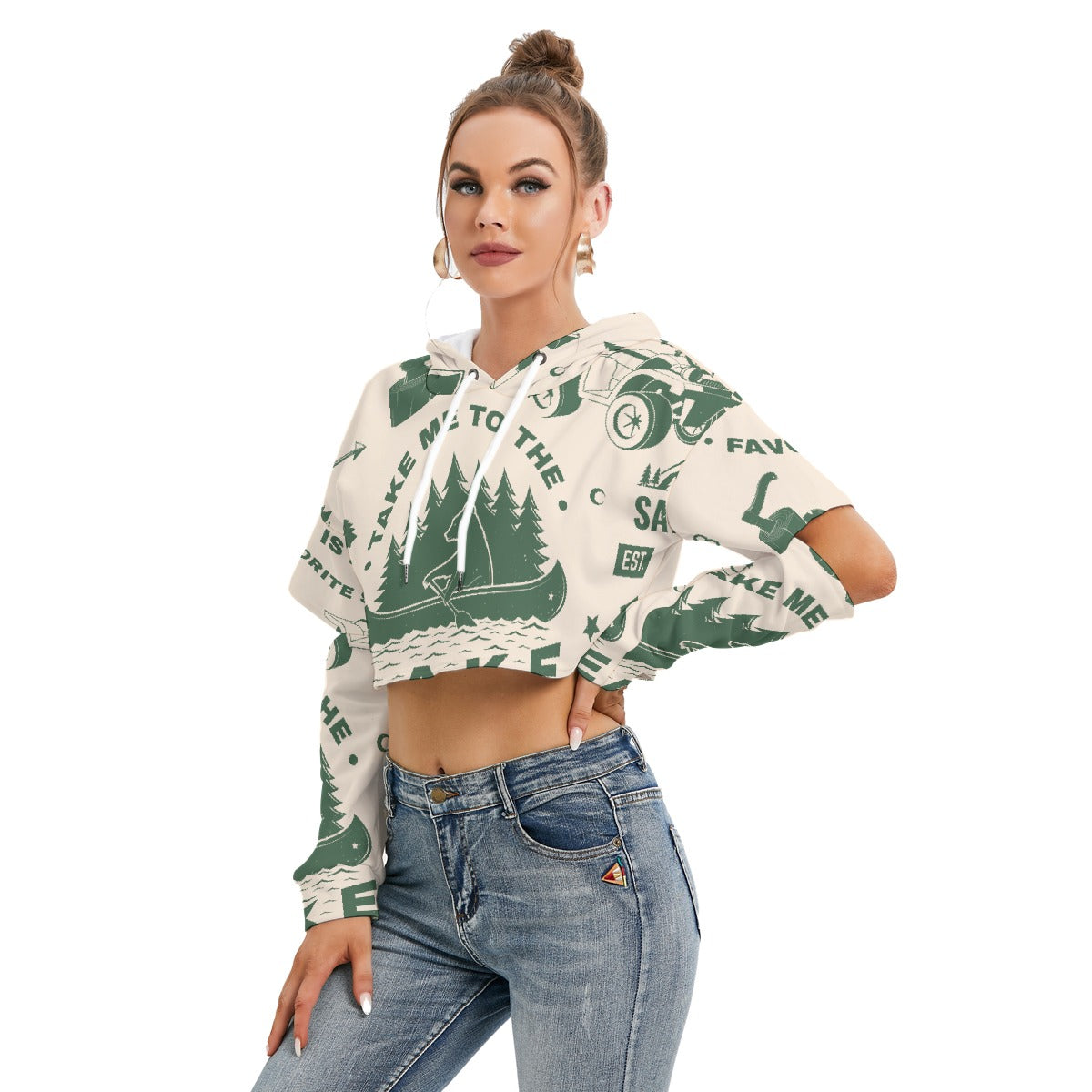 All-Over Print Women's Heavy Fleece Hoodie With Hollow Out Sleeve