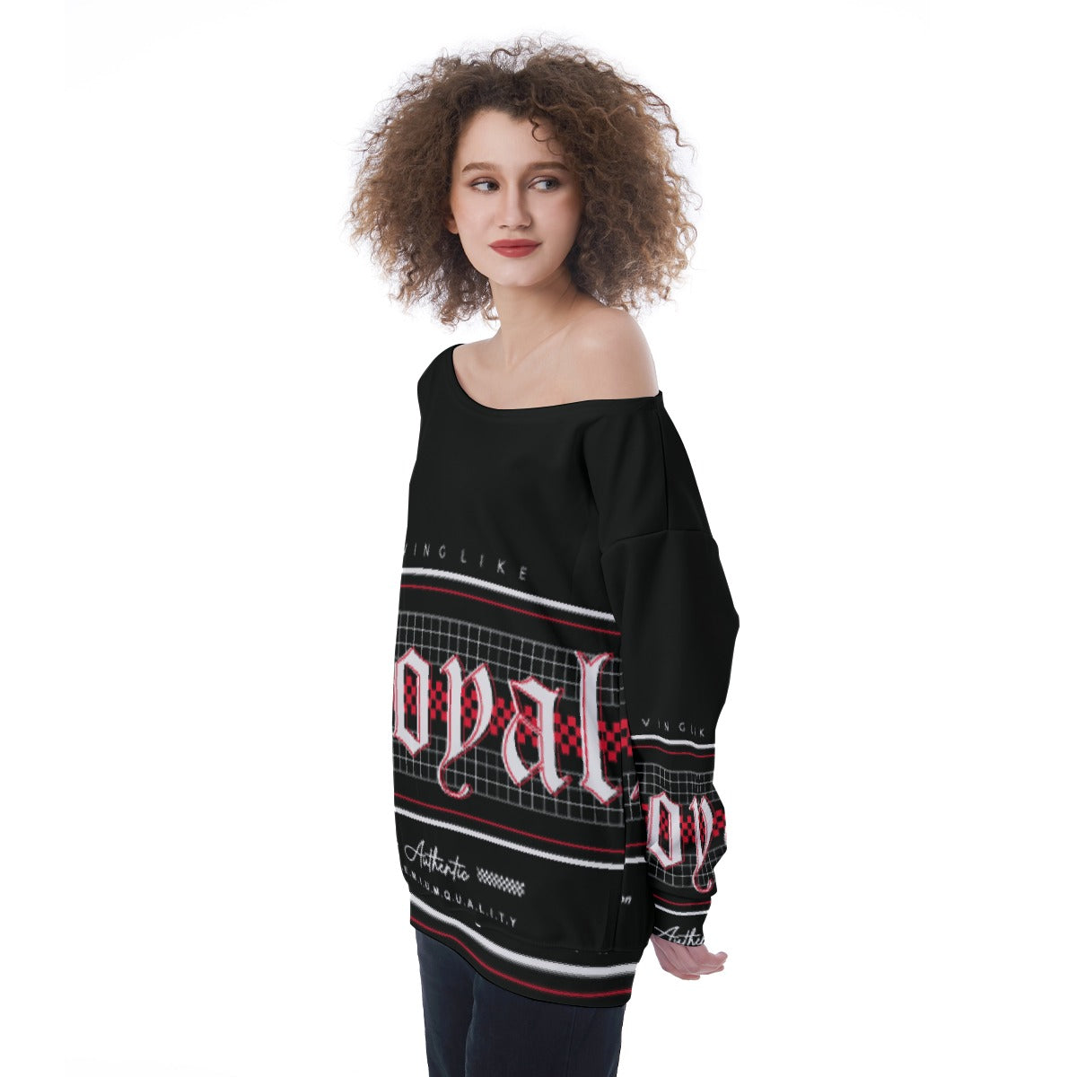 All-Over Print Oversized Women's Off-Shoulder Sweatshirt