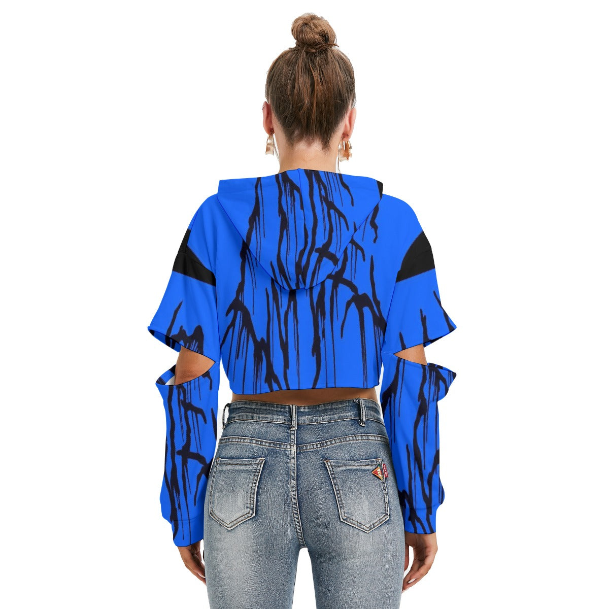 All-Over Print Women's Heavy Fleece Hoodie With Hollow Out Sleeve