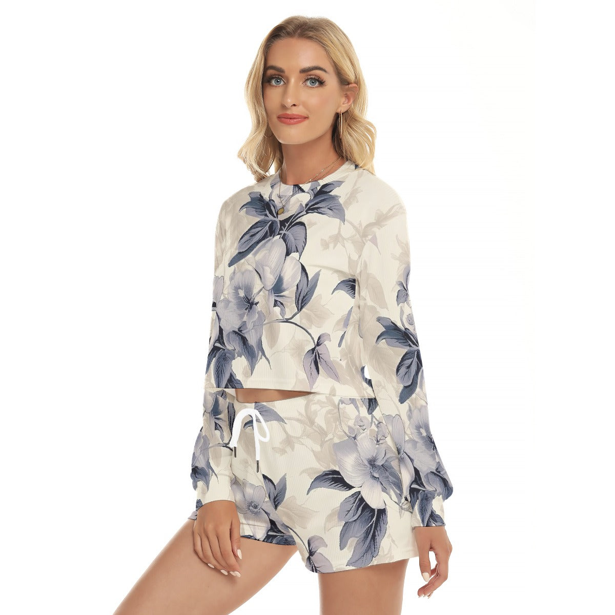 All-Over Print Women's Short Sweatshirt And Pants Suit
