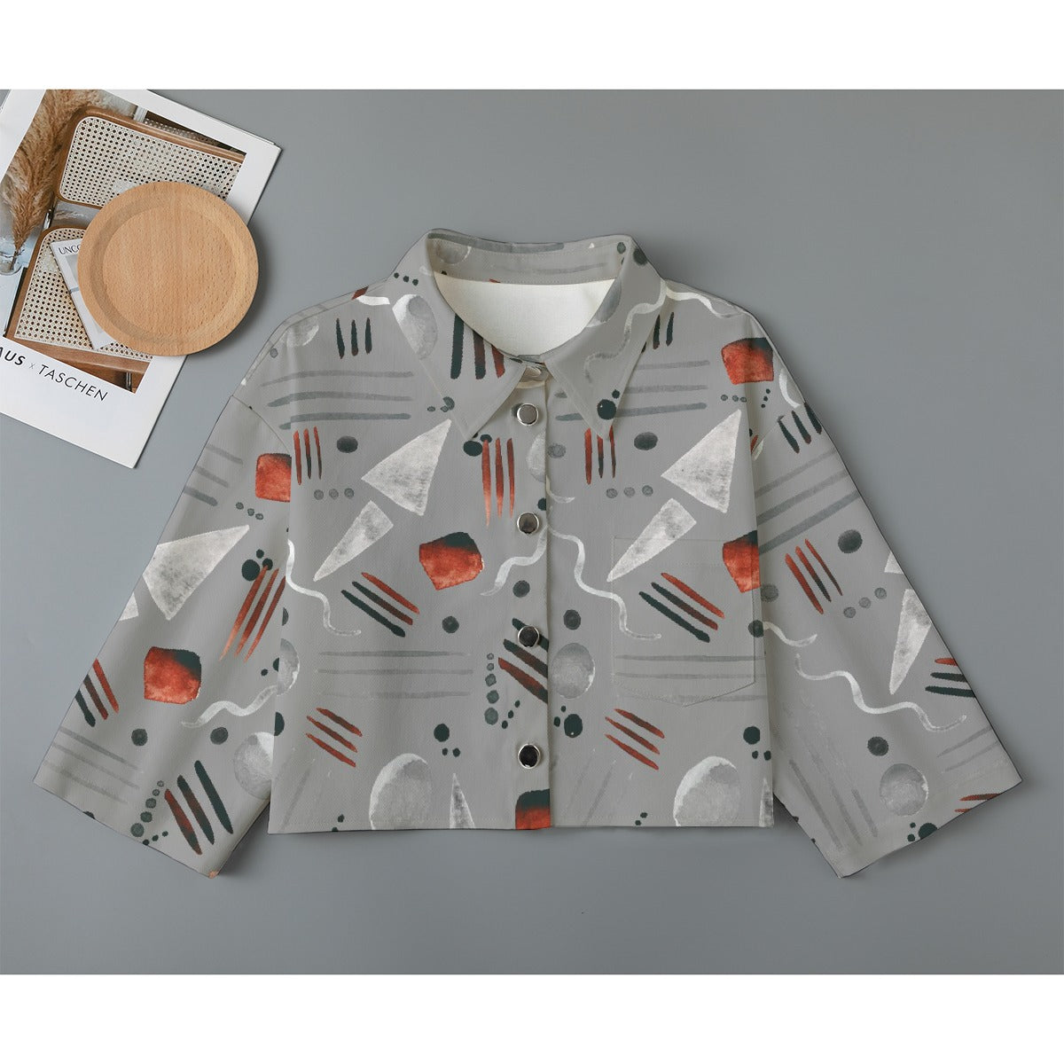 All-Over Print Women's Cropped Jacket | 245GSM Cotton