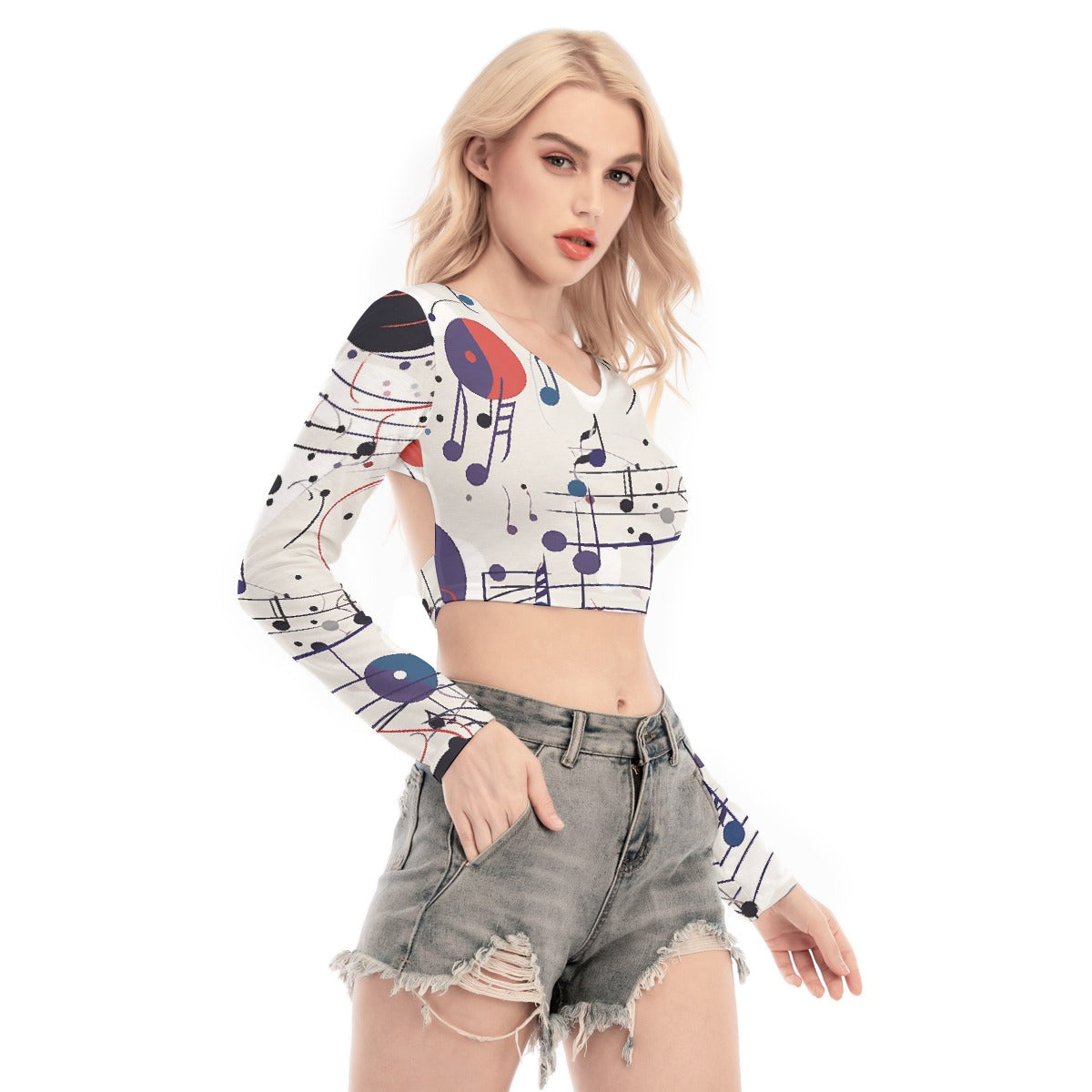 All-Over Print Women's Back Hollow T-shirt With Strap