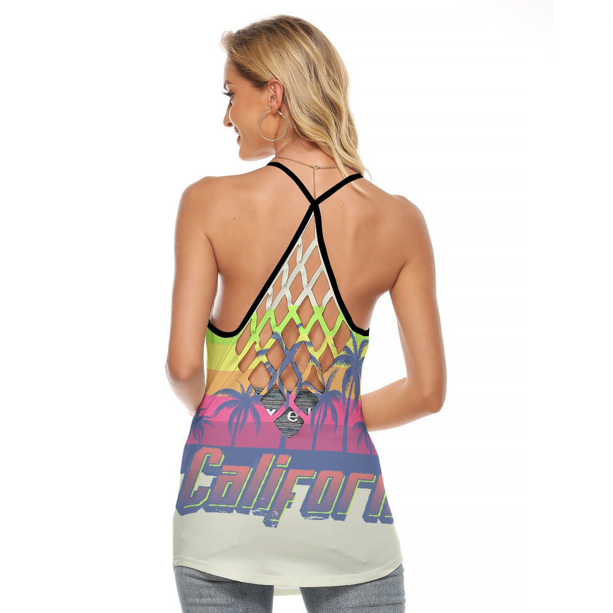 All-Over Print Women's Criss-Cross Open Back Tank Top