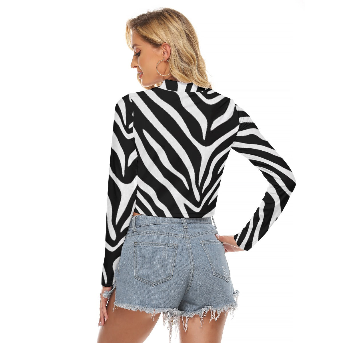 All-Over Print Women's Hollow Chest Keyhole Tight Crop Top