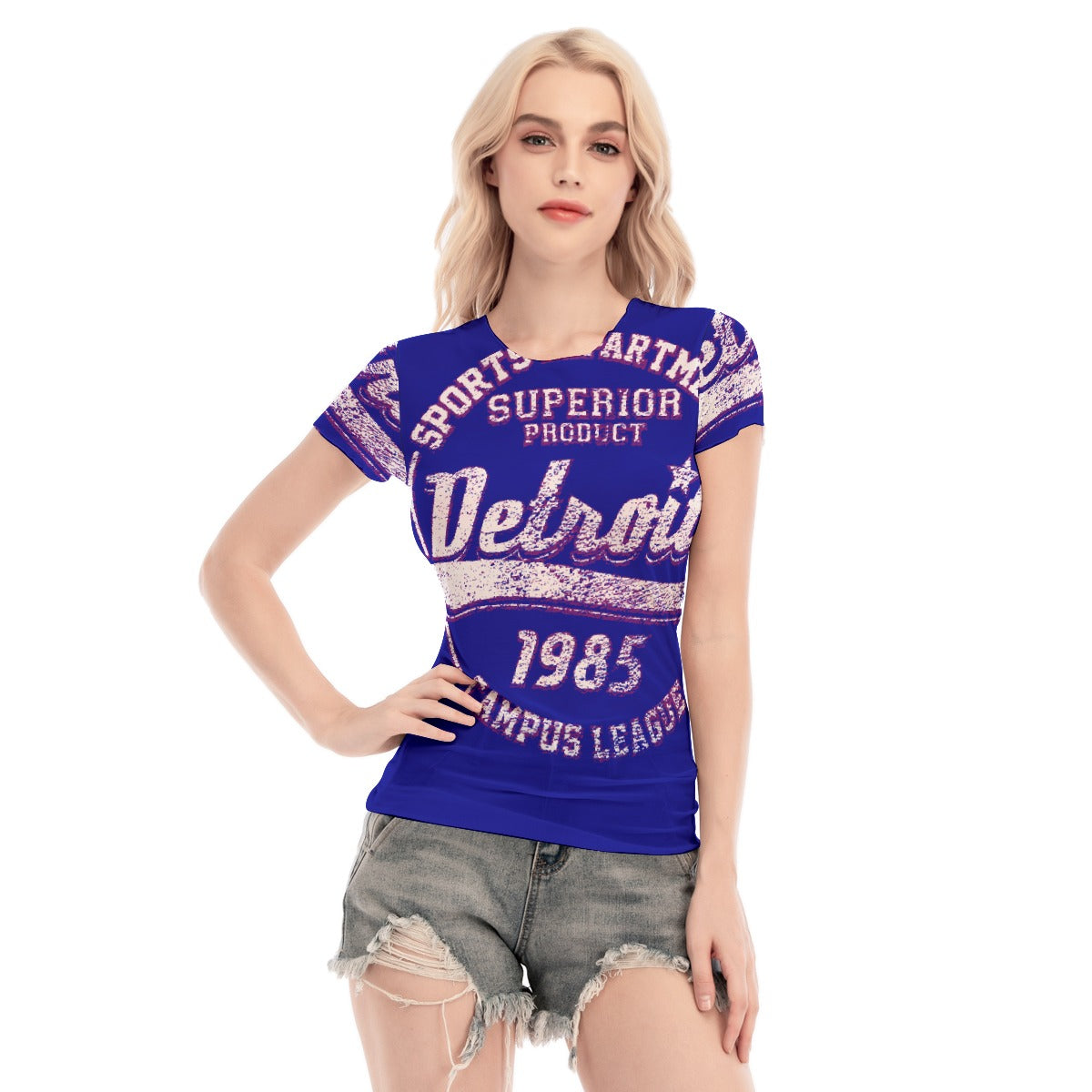 All-Over Print Women's Short Sleeve Mesh Blouse