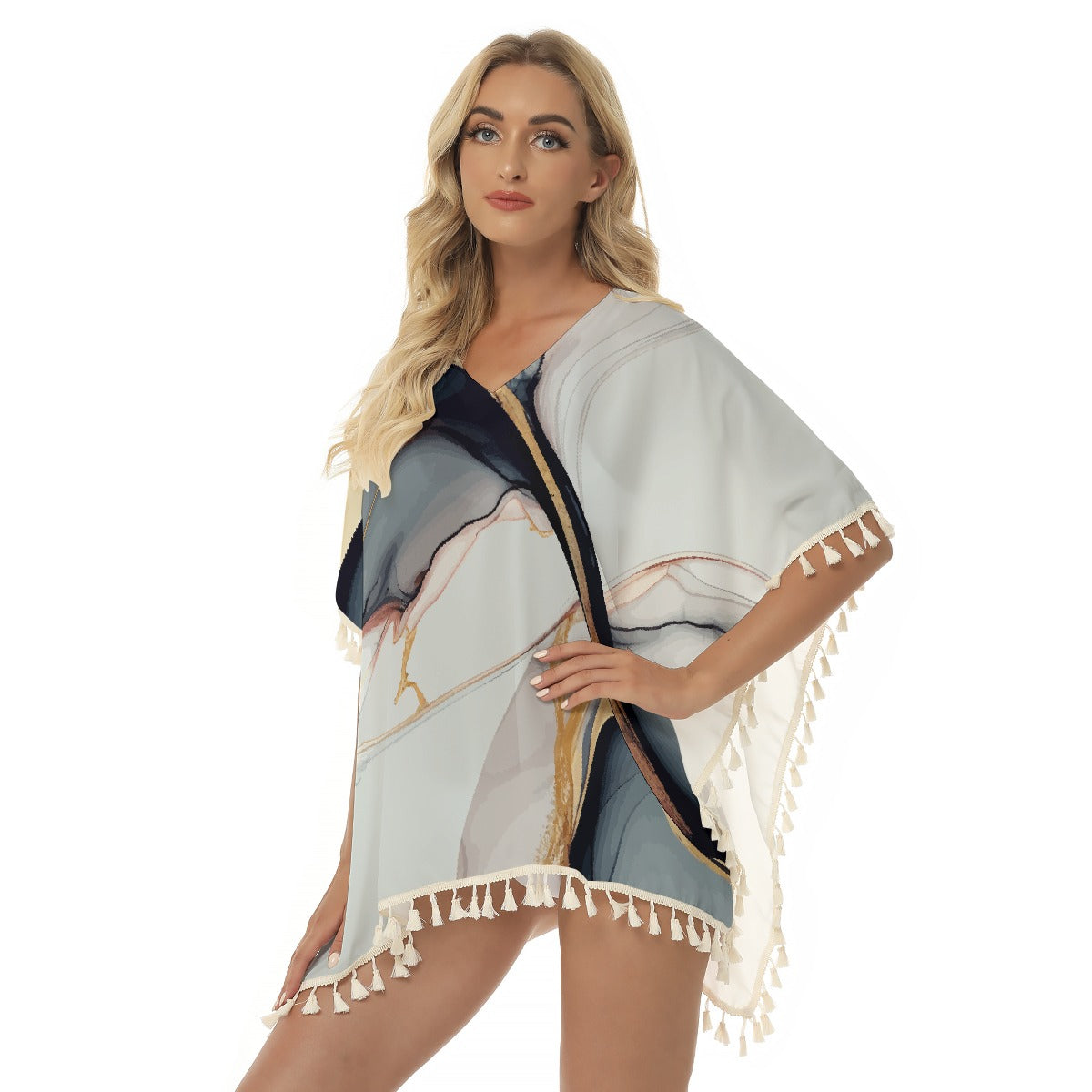 All-Over Print Women's Square Fringed Shawl