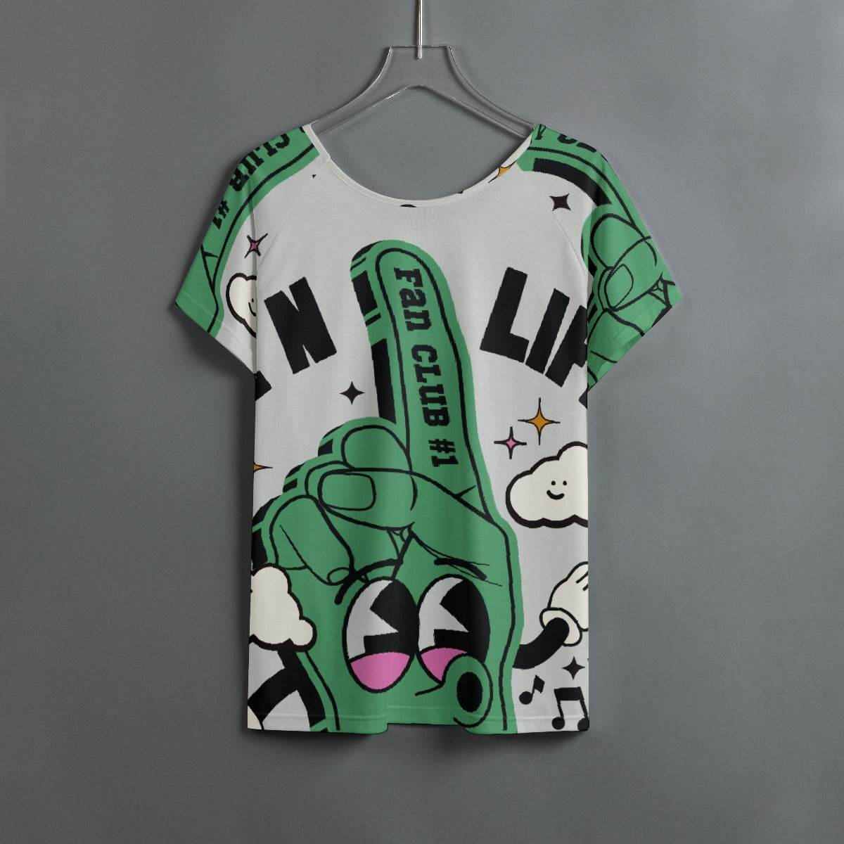 All-Over Print Women's Round Neck T-shirt With Raglan Sleeve