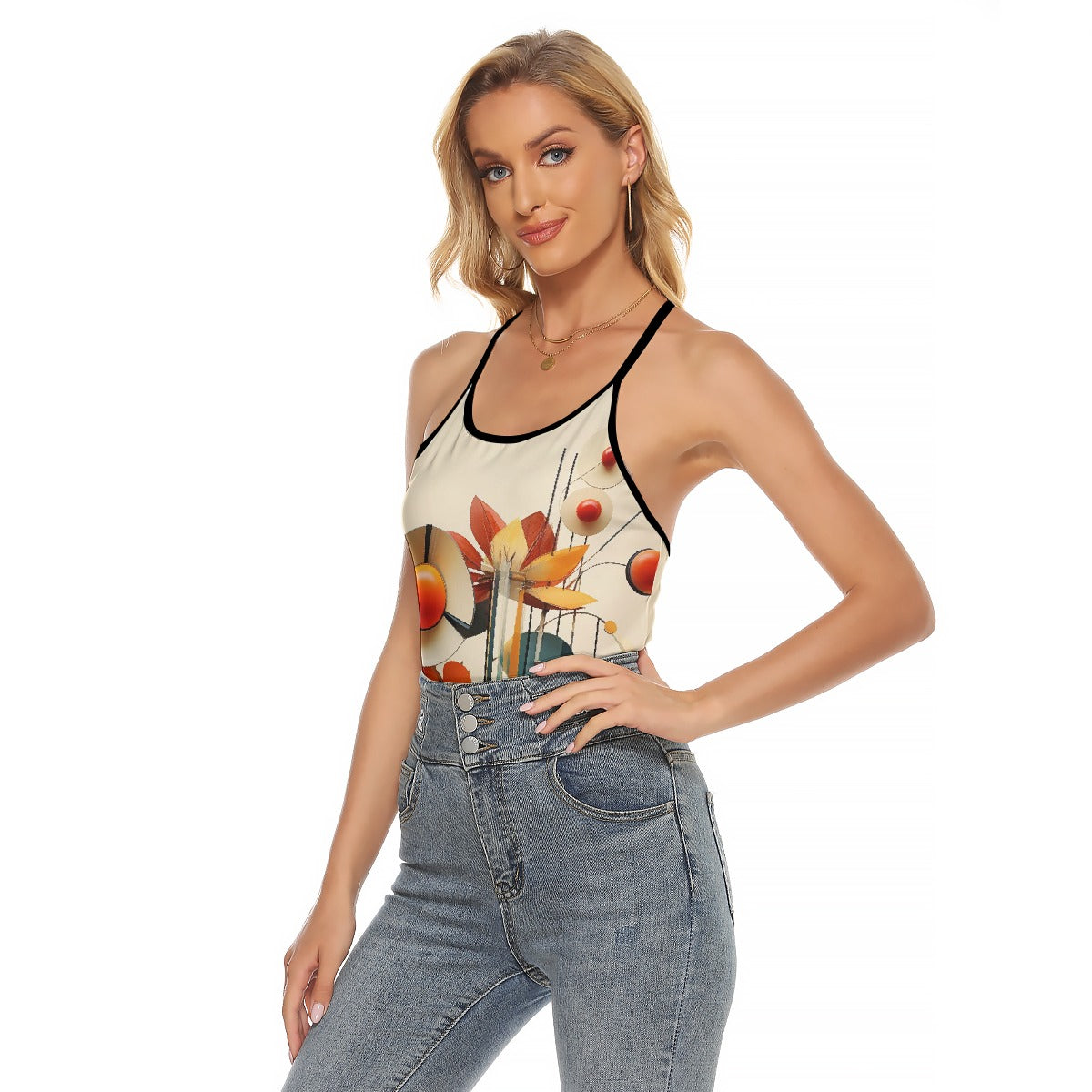 All-Over Print Women's Criss-Cross Open Back Tank Top