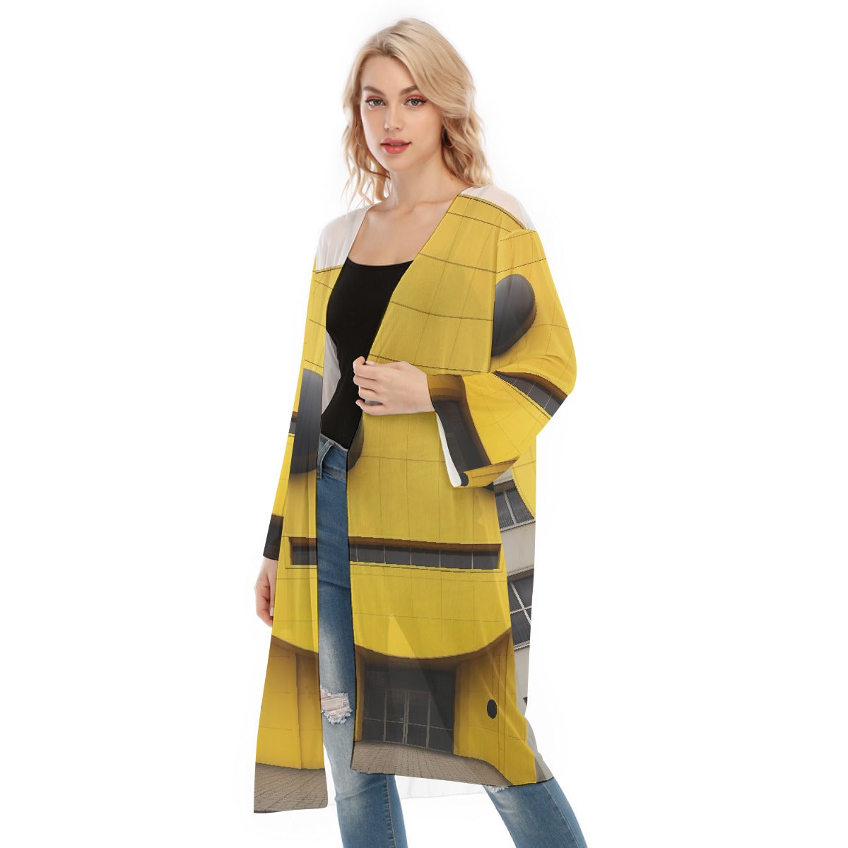 All- Over Print Women's Long Sleeve Mesh Cardigan