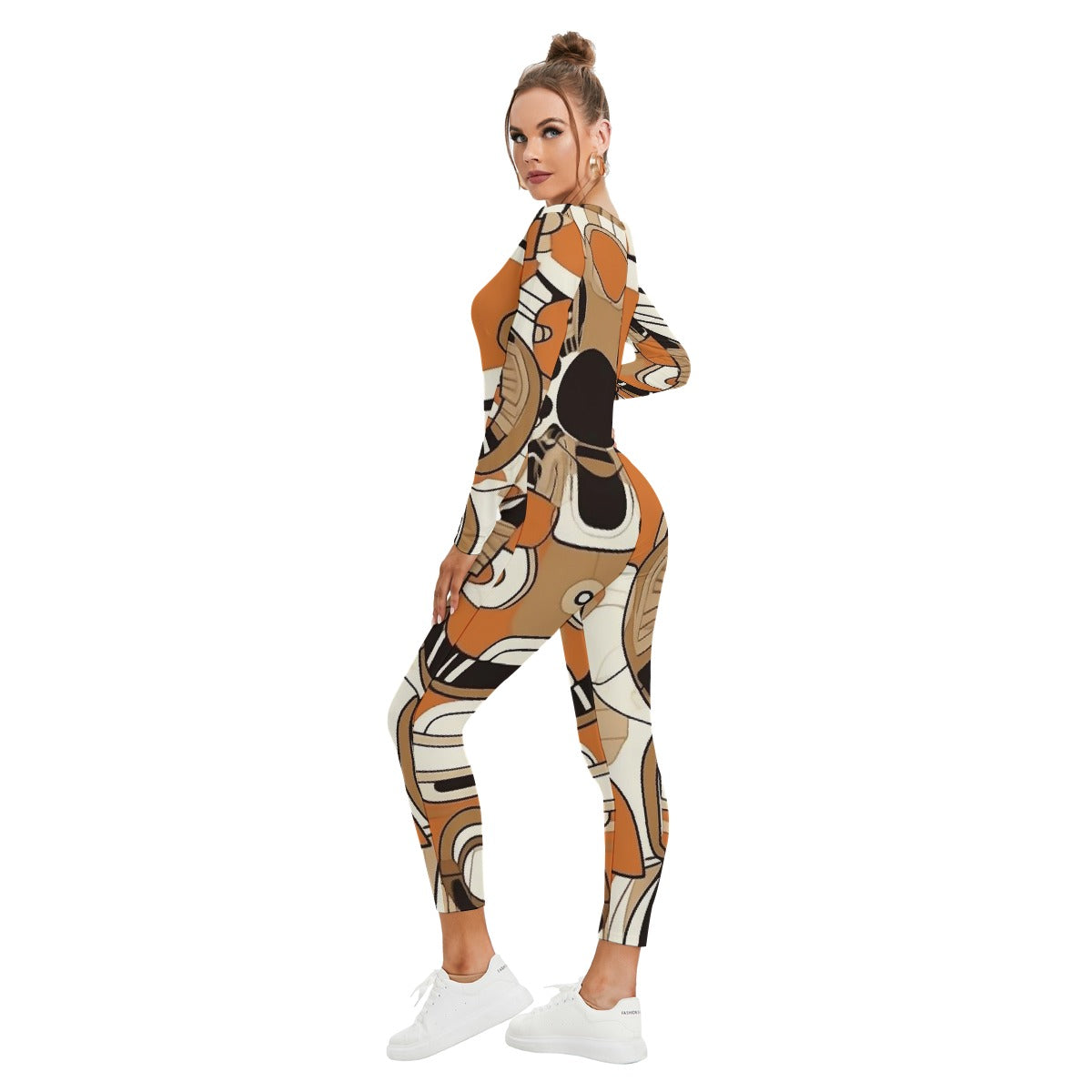 All-Over Print Women's Plunging Neck Jumpsuit