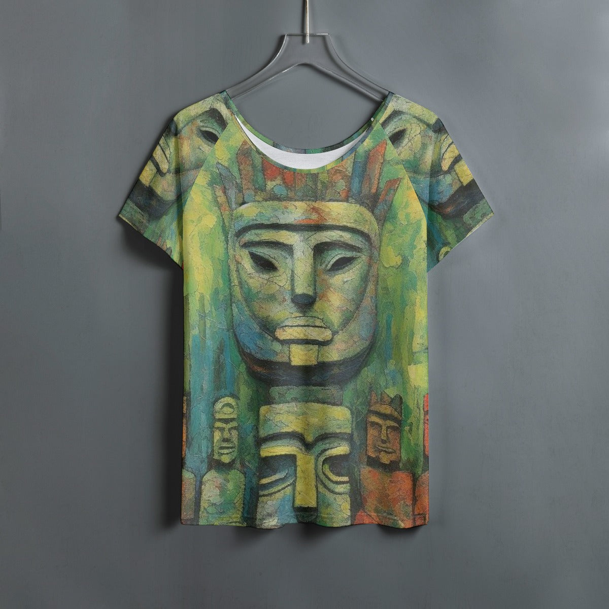 All-Over Print Women's Round Neck T-shirt With Raglan Sleeve