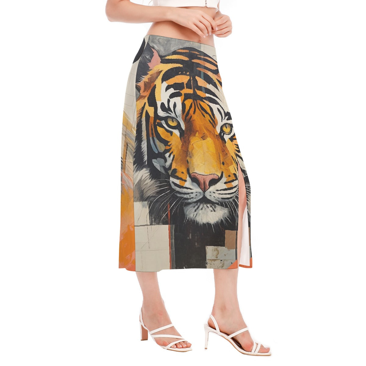 All-Over Print Women's High Slit Long Skirt