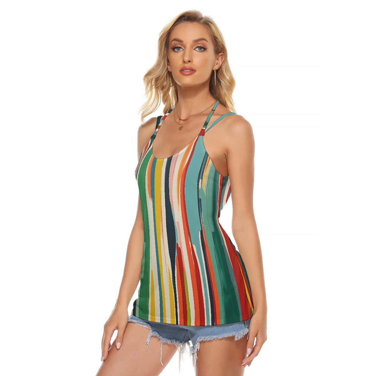 All-Over Print Women's Halter Top With Backless