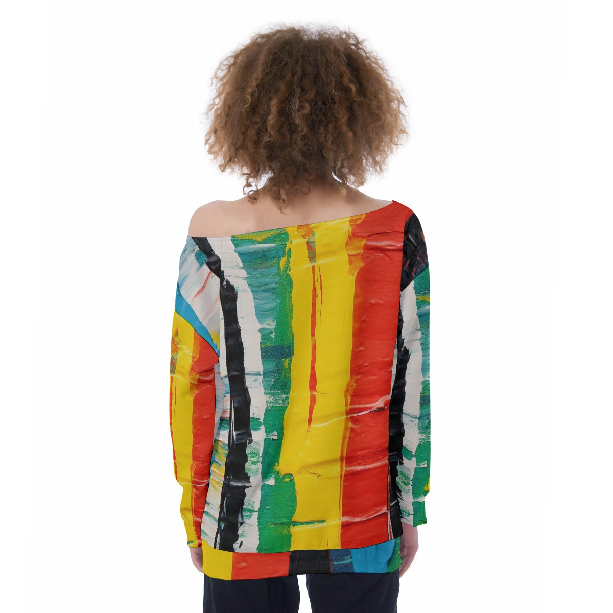 All-Over Print Oversized Women's Off-Shoulder Sweatshirt