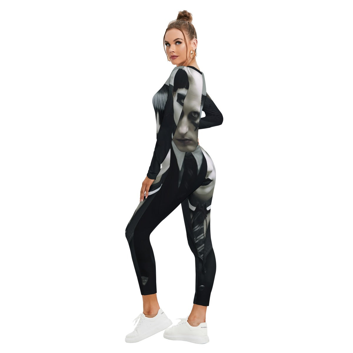 All-Over Print Women's Plunging Neck Jumpsuit