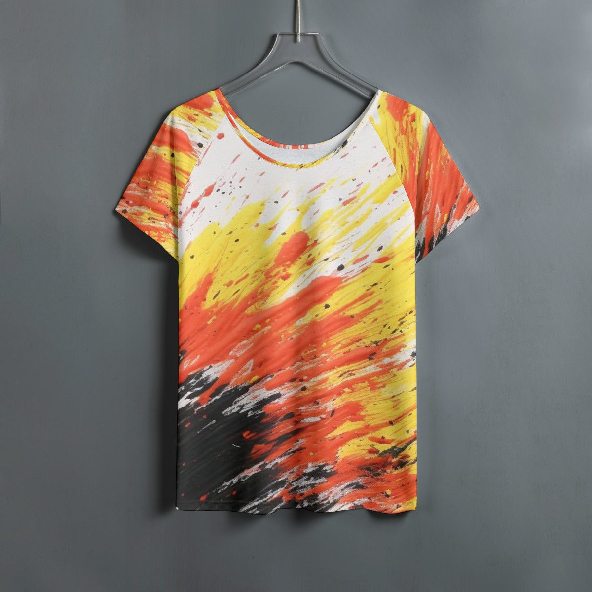 All-Over Print Women's Round Neck T-shirt With Raglan Sleeve
