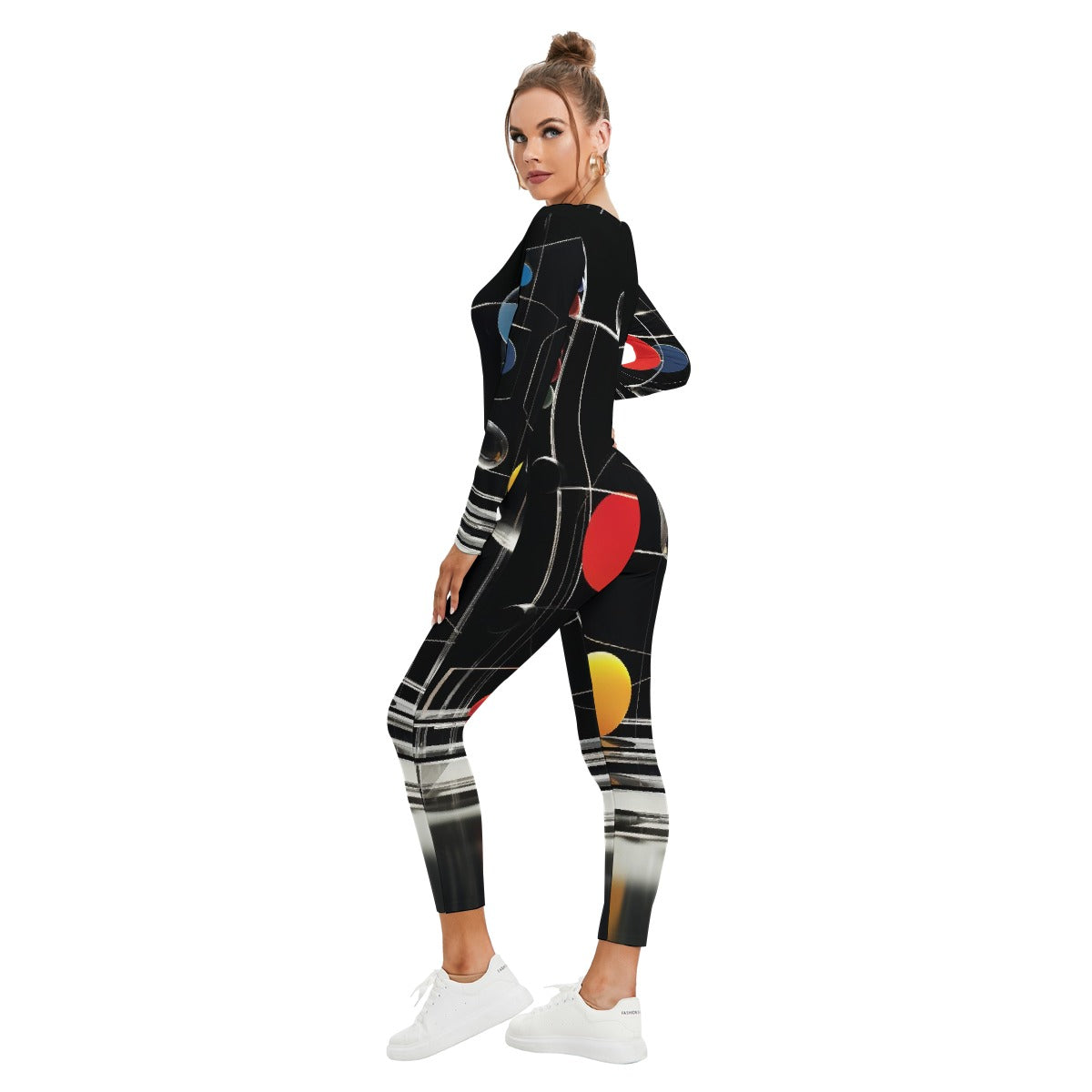All-Over Print Women's Plunging Neck Jumpsuit