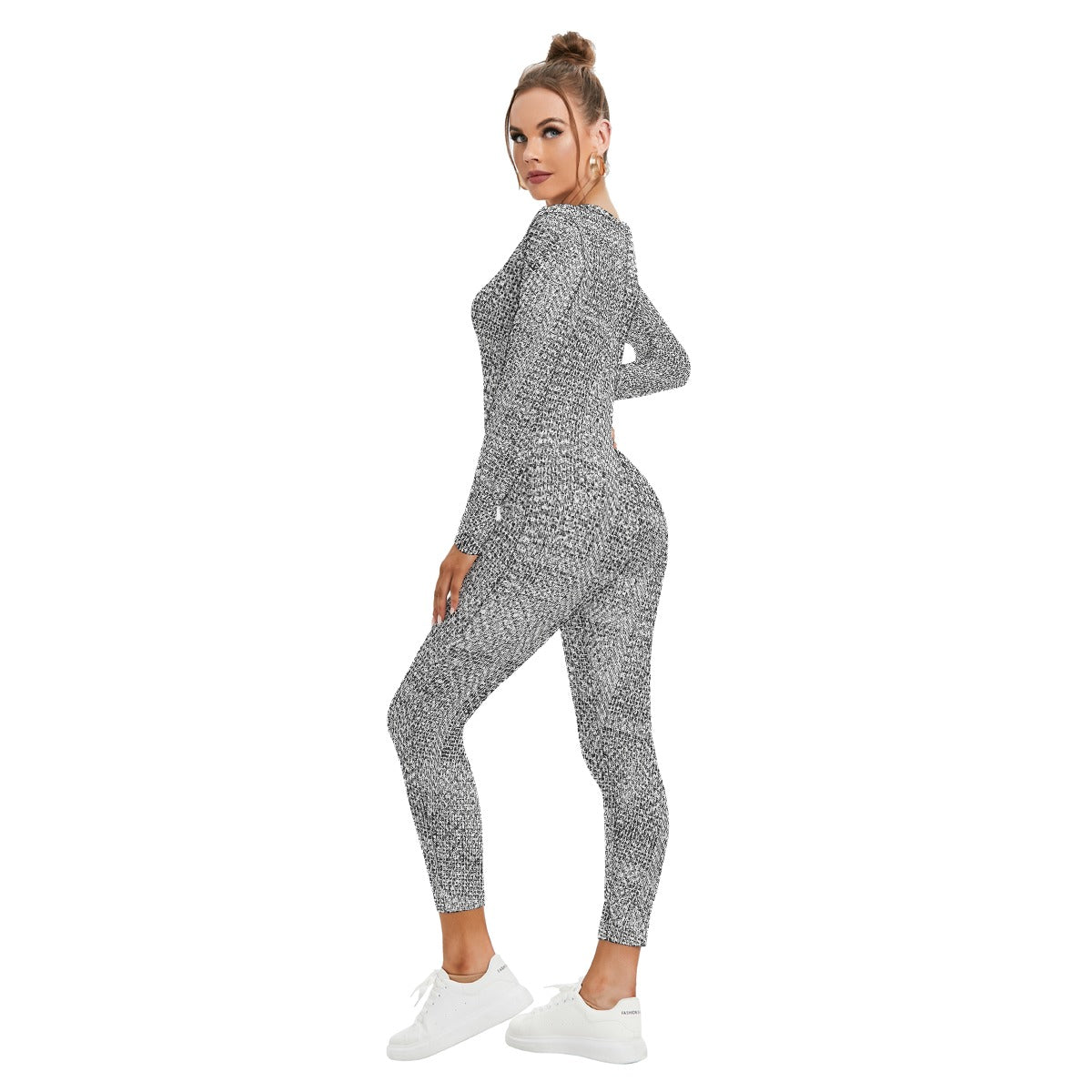 All-Over Print Women's Plunging Neck Jumpsuit
