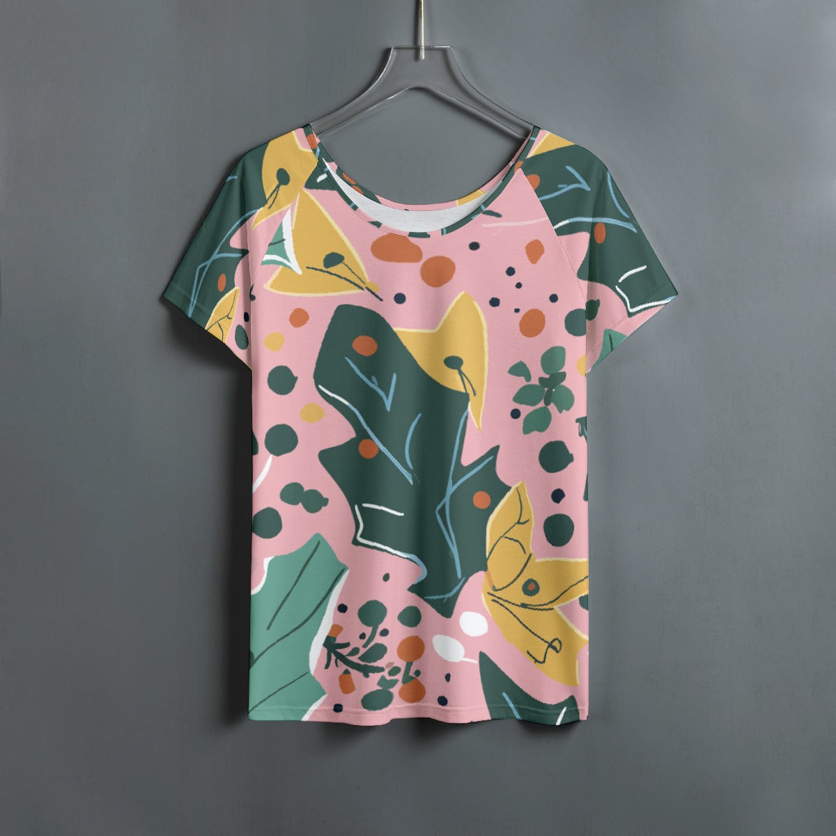 All-Over Print Women's Round Neck T-shirt With Raglan Sleeve