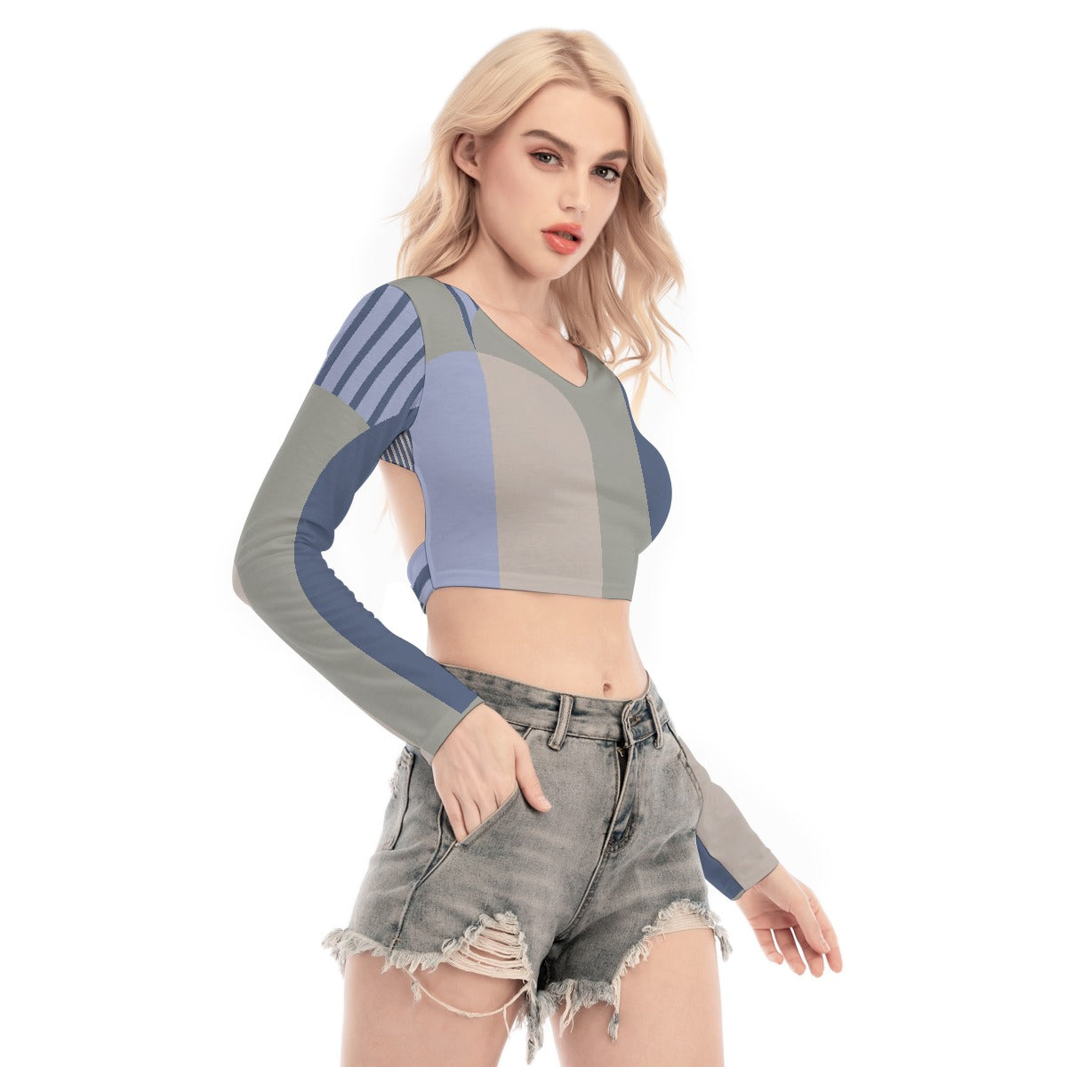 All-Over Print Women's Back Hollow T-shirt With Strap