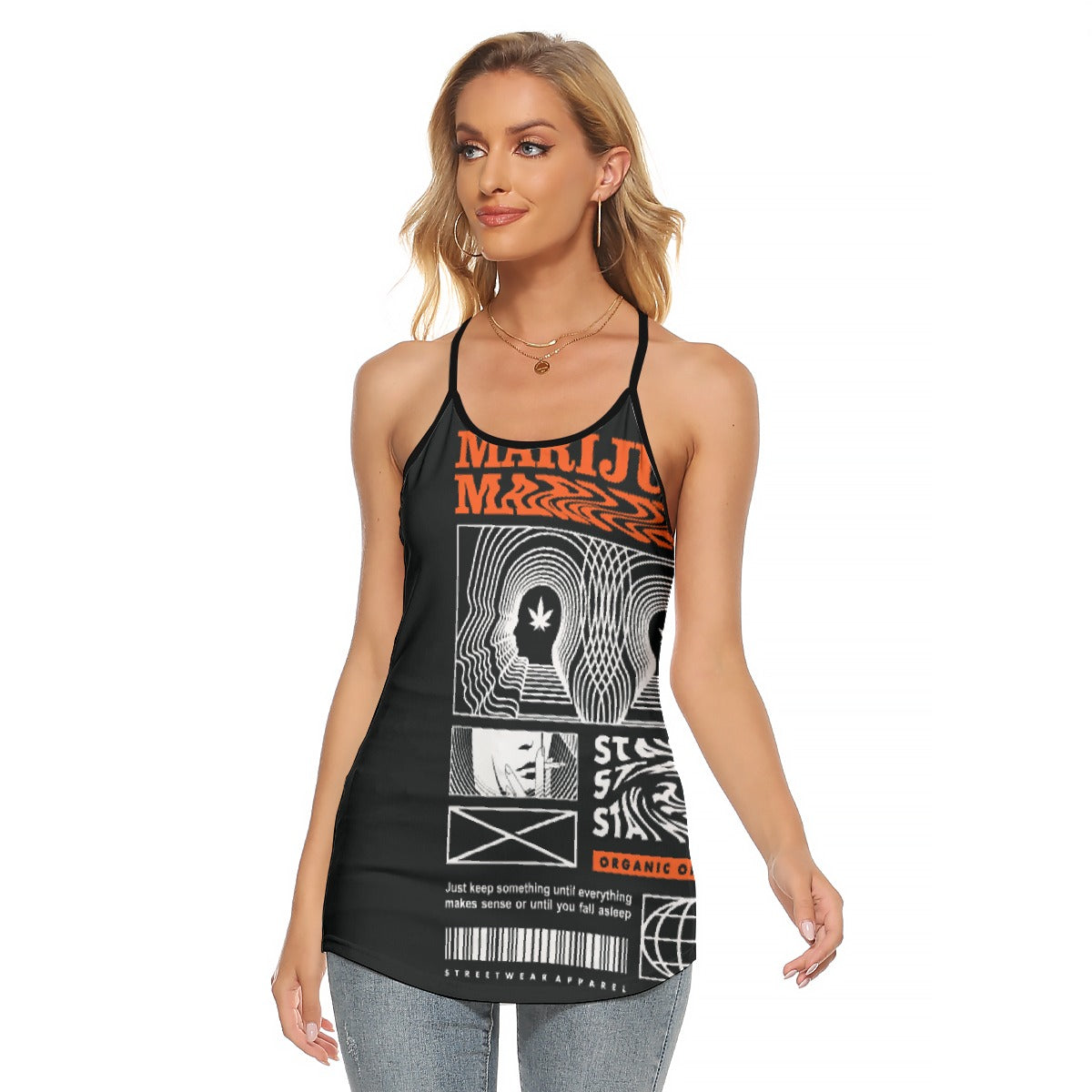 All-Over Print Women's Criss-Cross Open Back Tank Top
