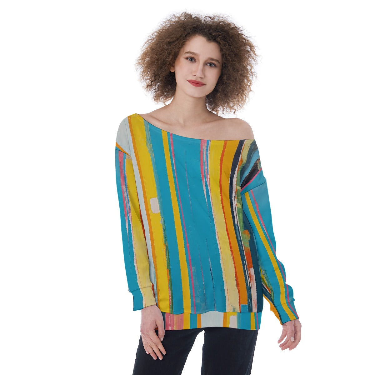 All-Over Print Oversized Women's Off-Shoulder Sweatshirt