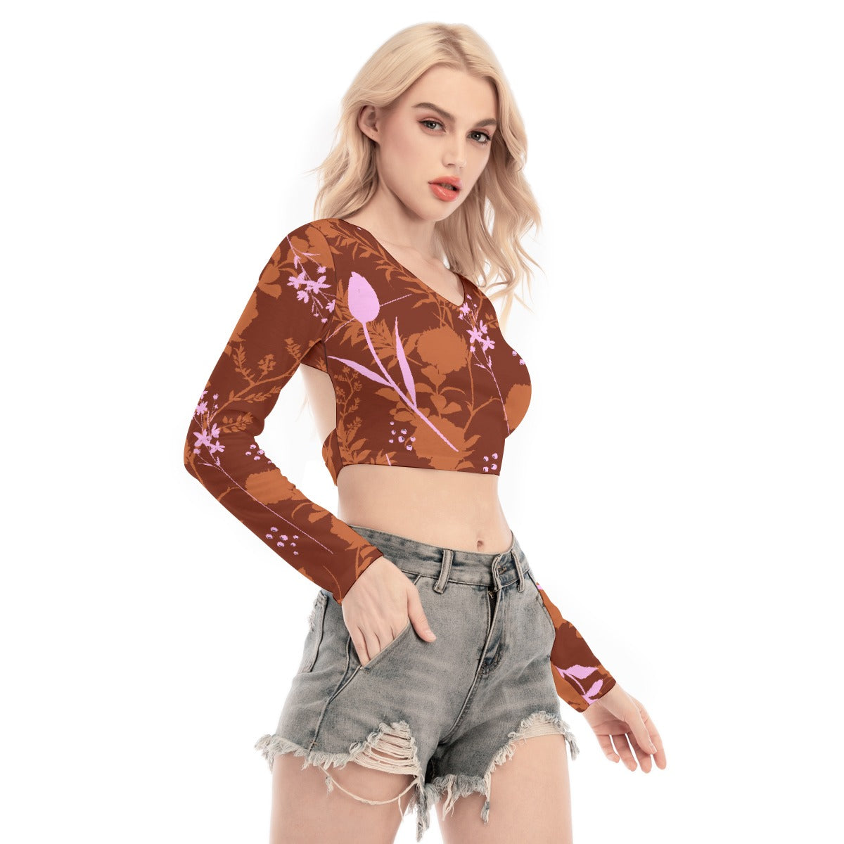 All-Over Print Women's Back Hollow T-shirt With Strap